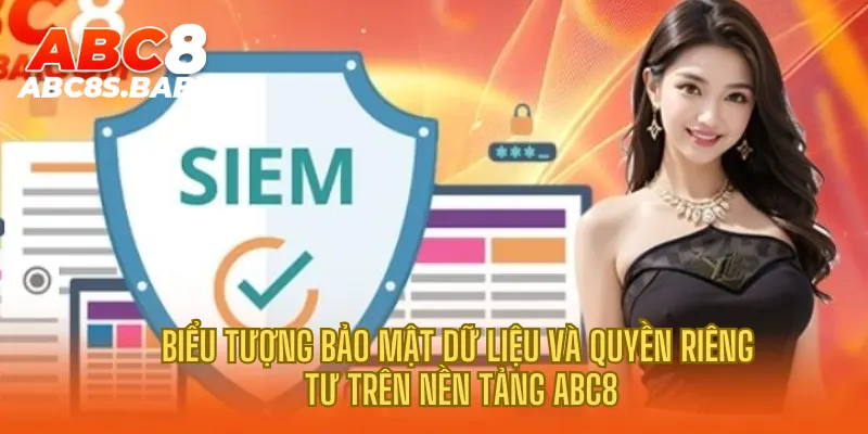 Biểu tượng bảo mật dữ liệu và quyền riêng tư trên nền tảng ABC8