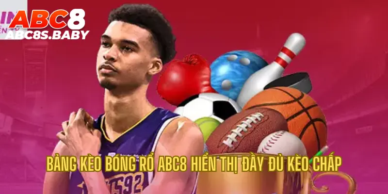 Bảng kèo bóng rổ ABC8 hiển thị đầy đủ kèo chấp