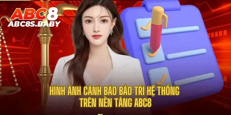 Hình ảnh cảnh báo bảo trì hệ thống trên nền tảng ABC8