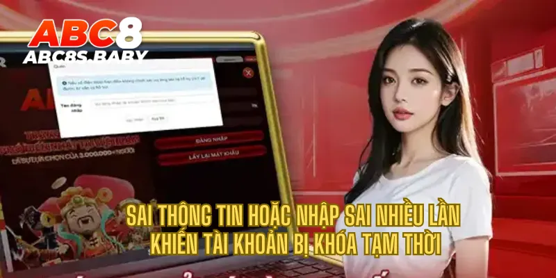 Sai thông tin hoặc nhập sai nhiều lần khiến tài khoản bị khóa tạm thời